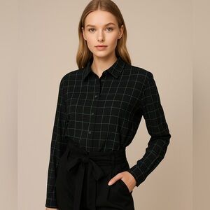 J. Crew black and greenPatterned Button Down Shirt